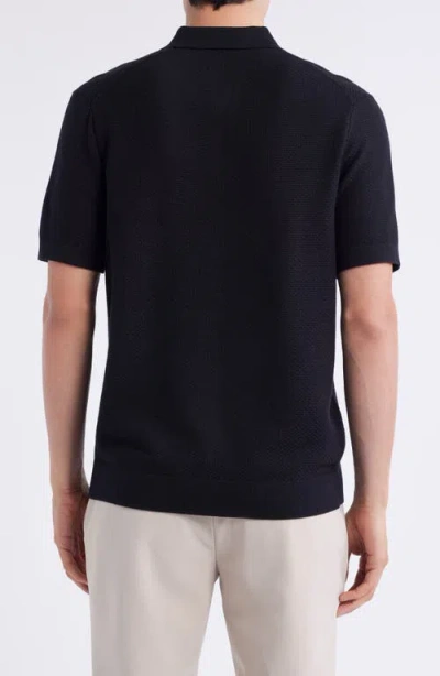 Theory Goris Lightweight Knit Polo Shirt In Black