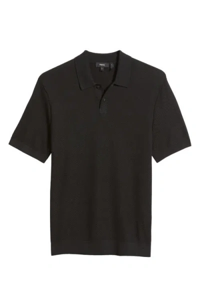 Theory Goris Lightweight Knit Polo Shirt In Black