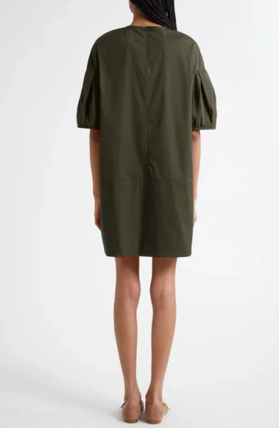 Max Mara Isotta Shirred Poplin Shift Dress In Green