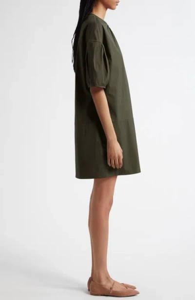 Max Mara Isotta Shirred Poplin Shift Dress In Green