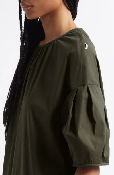 Max Mara Isotta Shirred Poplin Shift Dress In Green