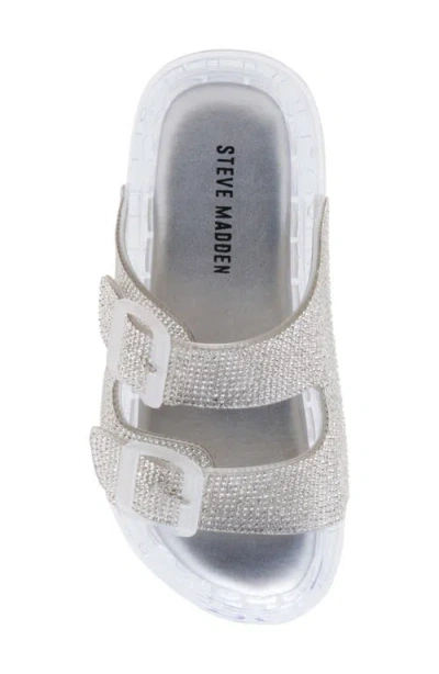 Steve Madden Jlolli Glitter Rainbow Jelly Sandal In Silver