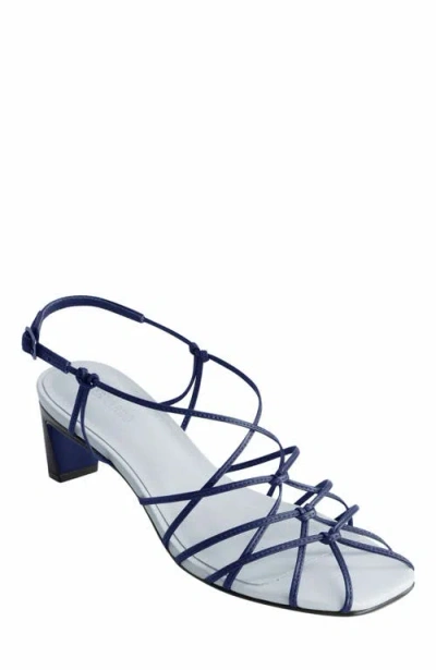 Bernardo Strappy Leather Kitten Slingback Sandals In Blue