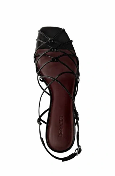 Bernardo Strappy Leather Kitten Slingback Sandals In Black