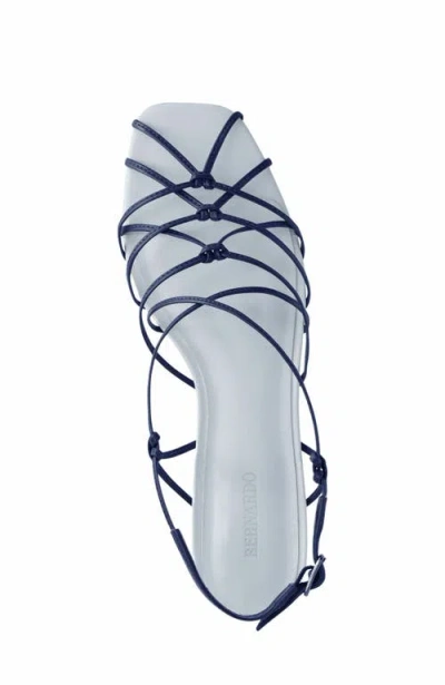 Bernardo Strappy Leather Kitten Slingback Sandals In Blue