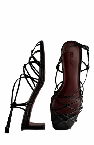 Bernardo Strappy Leather Kitten Slingback Sandals In Black