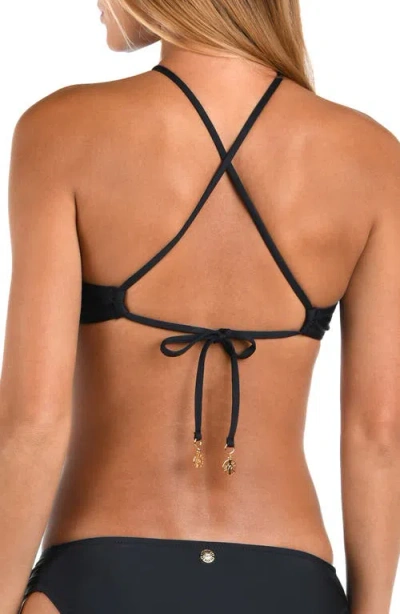 Sunshine 79 Solids High Neck Bikini Top In Black