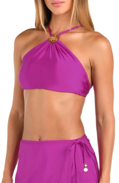 Sunshine 79 Solids High-neck Bikini Top In Red