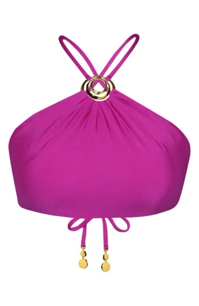 Sunshine 79 Solids High-neck Bikini Top In Red