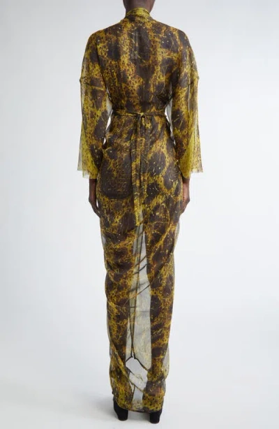 Rick Owens Sheer Long Sleeve Silk Wrap Gown