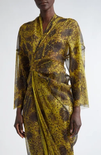 Rick Owens Sheer Long Sleeve Silk Wrap Gown