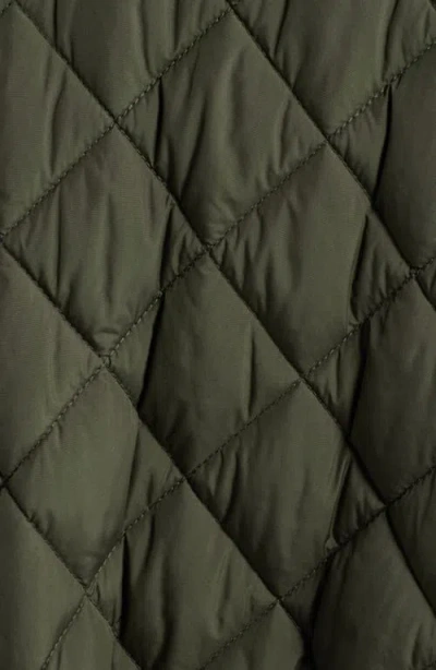 Bernardo Diamond Quilted Hooded Puffer Coat In Green