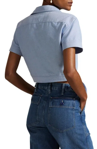 Polo Ralph Lauren Tie-front Cropped Oxford Shirt In Blue