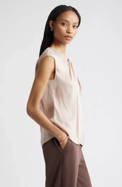Nordstrom Twist Front Satin Top In Neutral