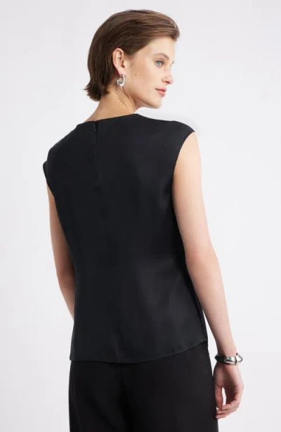 Nordstrom Twist Front Satin Top In Black
