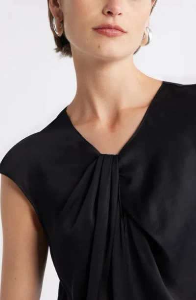 Nordstrom Twist Front Satin Top In Black