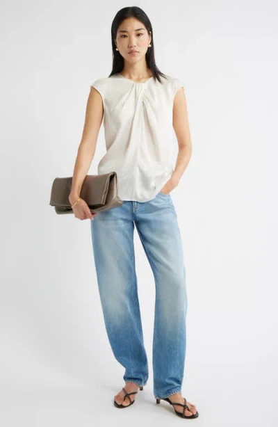 Nordstrom Twist Front Satin Top In White