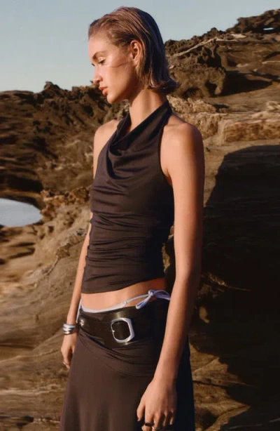 Mango Draped Halter Top In Brown