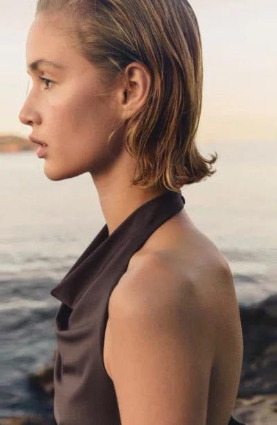 Mango Draped Halter Top In Brown