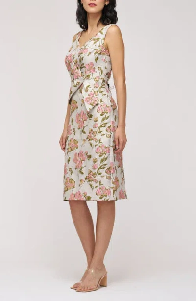 Js Collections Veda Bow Sheath Cocktail Dress In Neutral