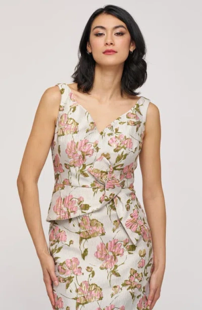 Js Collections Veda Bow Sheath Cocktail Dress In Neutral