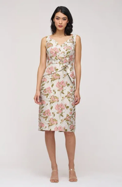 Js Collections Veda Bow Sheath Cocktail Dress In Neutral