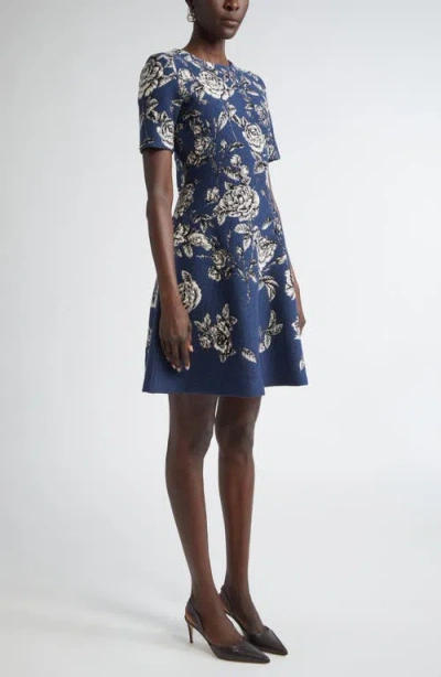 Oscar De La Renta Rose Jacquard Fit & Flare Dress