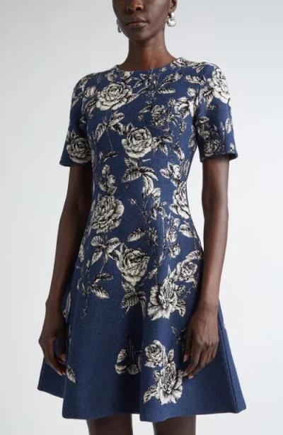 Oscar De La Renta Rose Jacquard Fit & Flare Dress