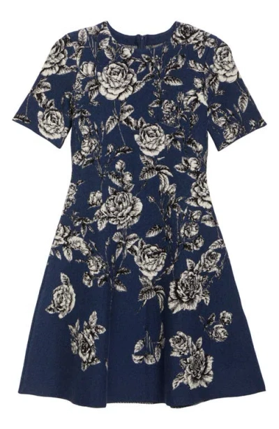 Oscar De La Renta Rose Jacquard Fit & Flare Dress