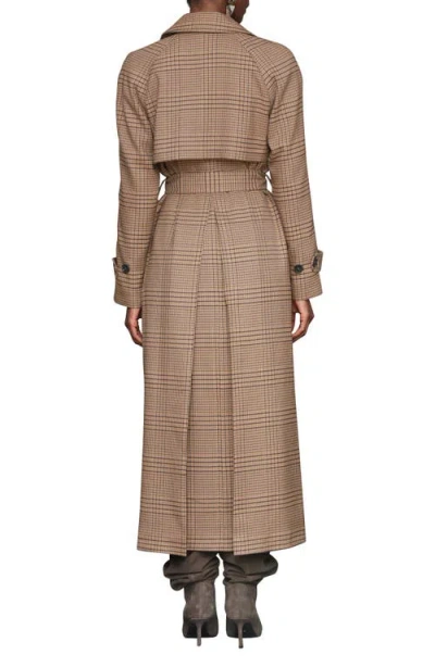 Avec Les Filles Double Breasted Houndstooth Plaid Trench Coat