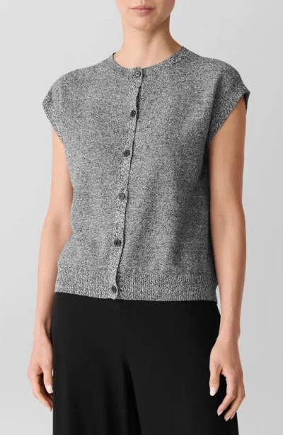Eileen Fisher Cap Sleeve Organic Linen & Organic Cotton Sweater In Gray