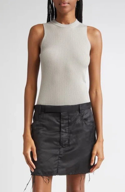 Rick Owens Maglia Wool Rib Tank In Gray