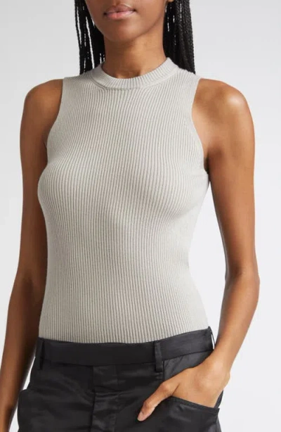 Rick Owens Maglia Wool Rib Tank In Gray