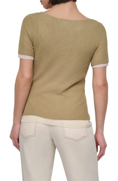 Dkny Contrast Layered Short Sleeve Sweater