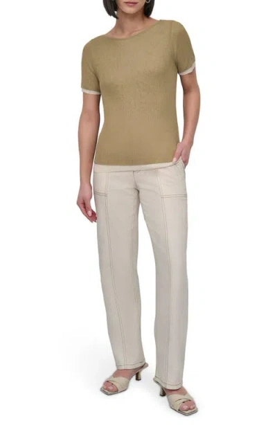 Dkny Contrast Layered Short Sleeve Sweater