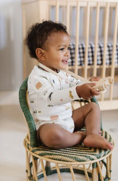 Pehr Rush Hour Organic Cotton Henley Bodysuit In White