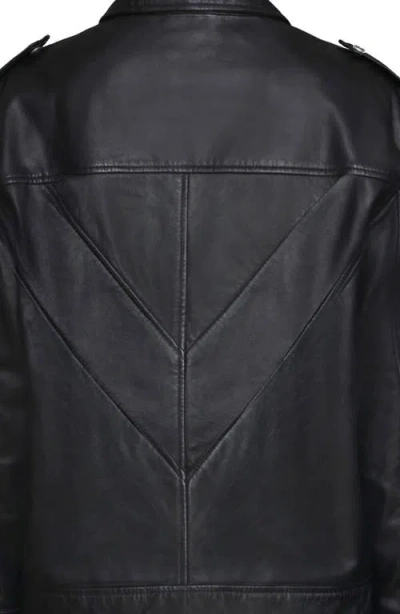 Avec Les Filles Pieced Back Leather Bomber Jacket In Black