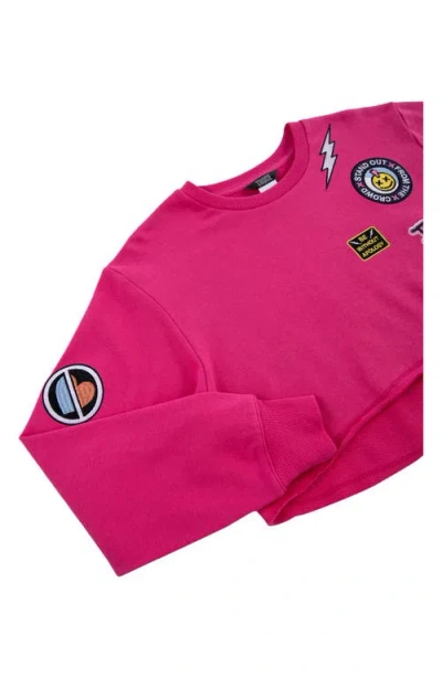 Truce Kids' Appliqué Sweatshirt, Tank & Flare Leg Sweatpants Set In Pink