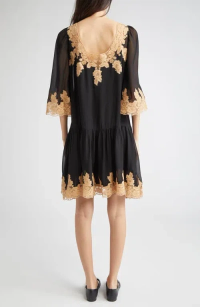 Bode Marisel Lace Trim Silk Chiffon Dress