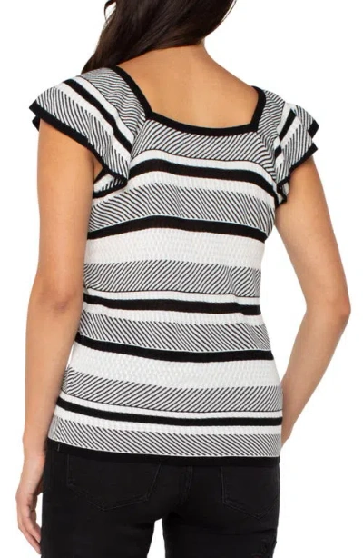 Liverpool Los Angeles Stripe Ruffle Sleeve Sweater