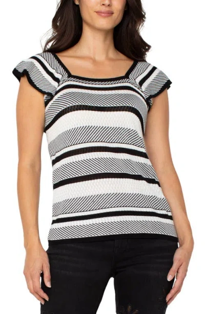 Liverpool Los Angeles Stripe Ruffle Sleeve Sweater