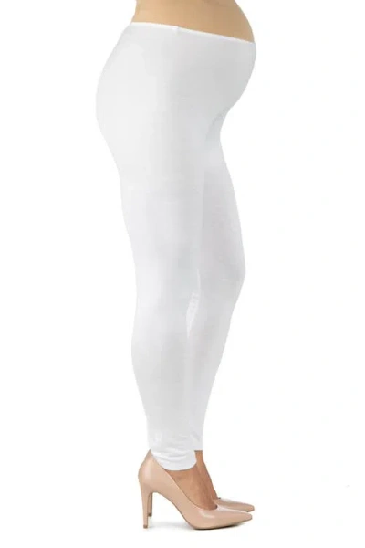 24seven Comfort Apparel Maternity Stretch Ankle Length Leggings In White