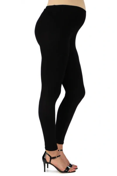 24seven Comfort Apparel Maternity Stretch Ankle Length Leggings In Black