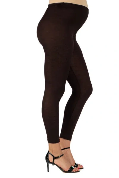 24seven Comfort Apparel Maternity Stretch Ankle Length Leggings In Black