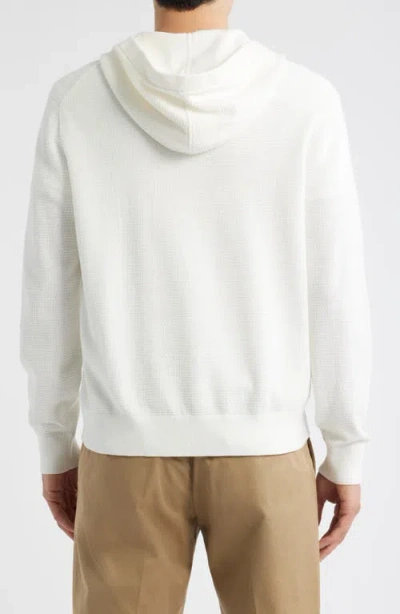 Theory Myhlo Perforated Waffle Cotton Zip Hoodie In White