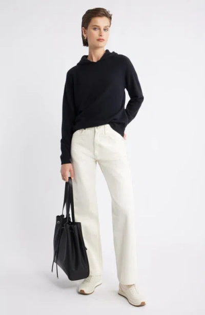 Nordstrom Cashmere Sweater Hoodie In Black