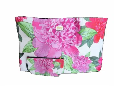 Muddy Carrots Women's Large Weekender Tote Bag Set In Pink Peony