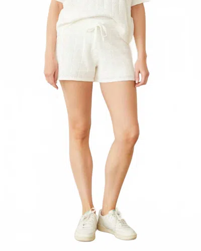 Monrow Crocket Knit Short In Ivory In White