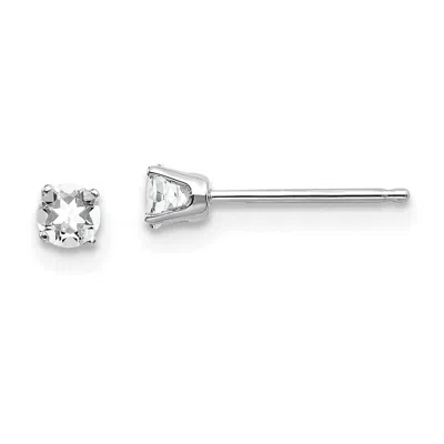 Diamond2deal 14k White Gold 3mm White Topaz Stud Earrings