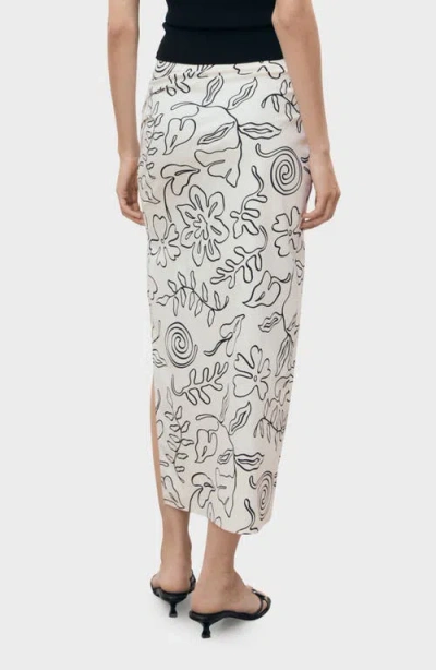 Mango Slit Printed Long Skirt Ecru In Neutral